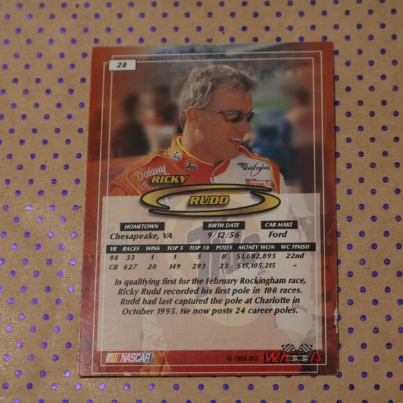 Ricky Rudd #28 NASCAR Card - Picture 2 of 2